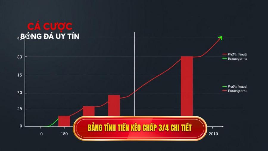 Bảng minh họa cách tính tiền Kèo chấp 3/4 (0.75)